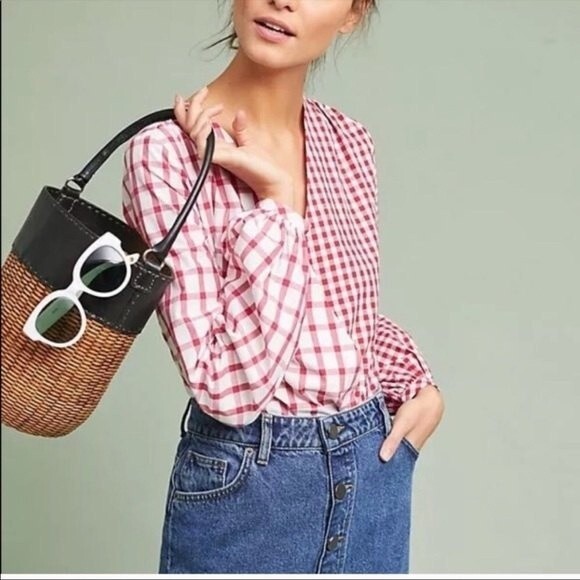 Anthropologie Child of the Universe Plaid Bodysuit Top Blouse M NWOT - Picture 1 of 10